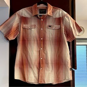 Men’s Howler Brothers Short Sleeve H Bar B Snapshirt Mars Red Size L